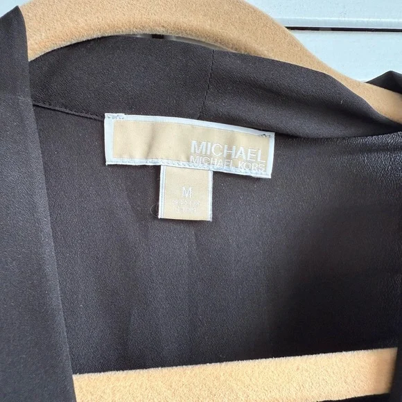 Michael Kors Black Wrap Tie Front Peplum Blouse - Picture 2 of 4